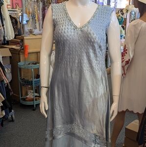 Komarov Women's Sleeveless Dress Ice Blue Size 2X Rhinestone Embellishments